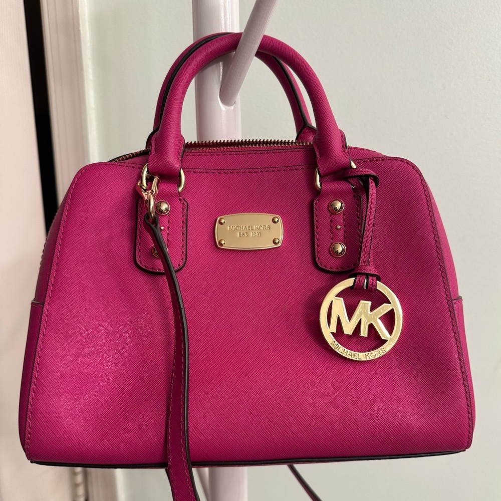 Michael Kors Fuchsia Mini Cindy Satchel Bag Purse